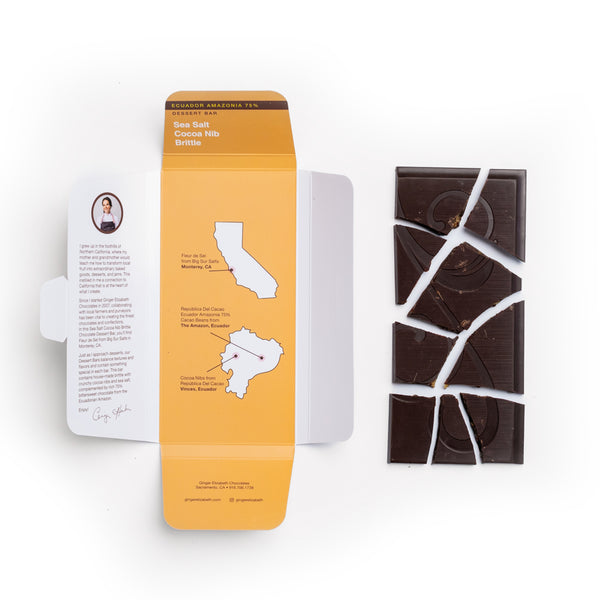 Sea Salt Cocoa Nib Brittle Dessert Bar – Ginger Elizabeth Chocolates