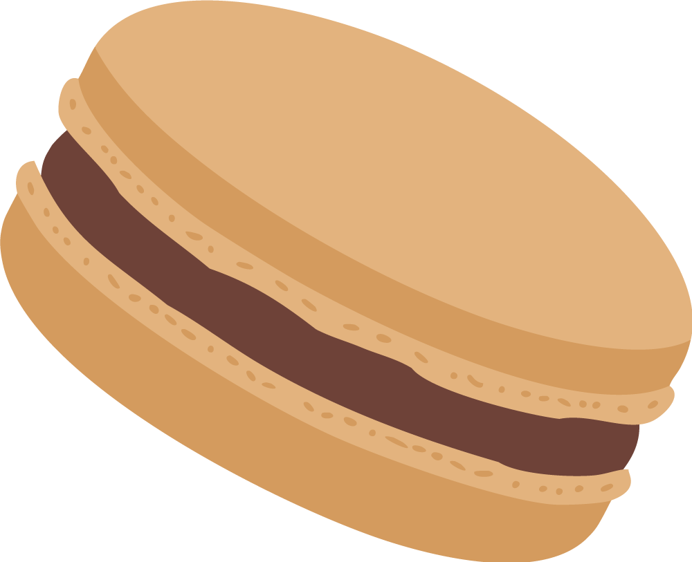 Illustration of Ginger Elizabeth Chocolates chocolate ganache macaron.