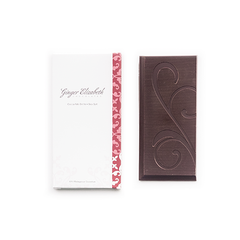 Ginger Elizabeth Chocolates Cocoa Nib Brittle and Sea Salt Chocolate Bar and packaging on white background