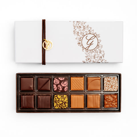 12-Piece Box Assorted Chocolate Bonbons – Ginger Elizabeth Chocolates
