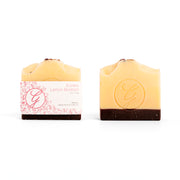 Ginger Elizabeth Chocolates Eureka Lemon Bonbon Soap with and without logo sleeve on white background