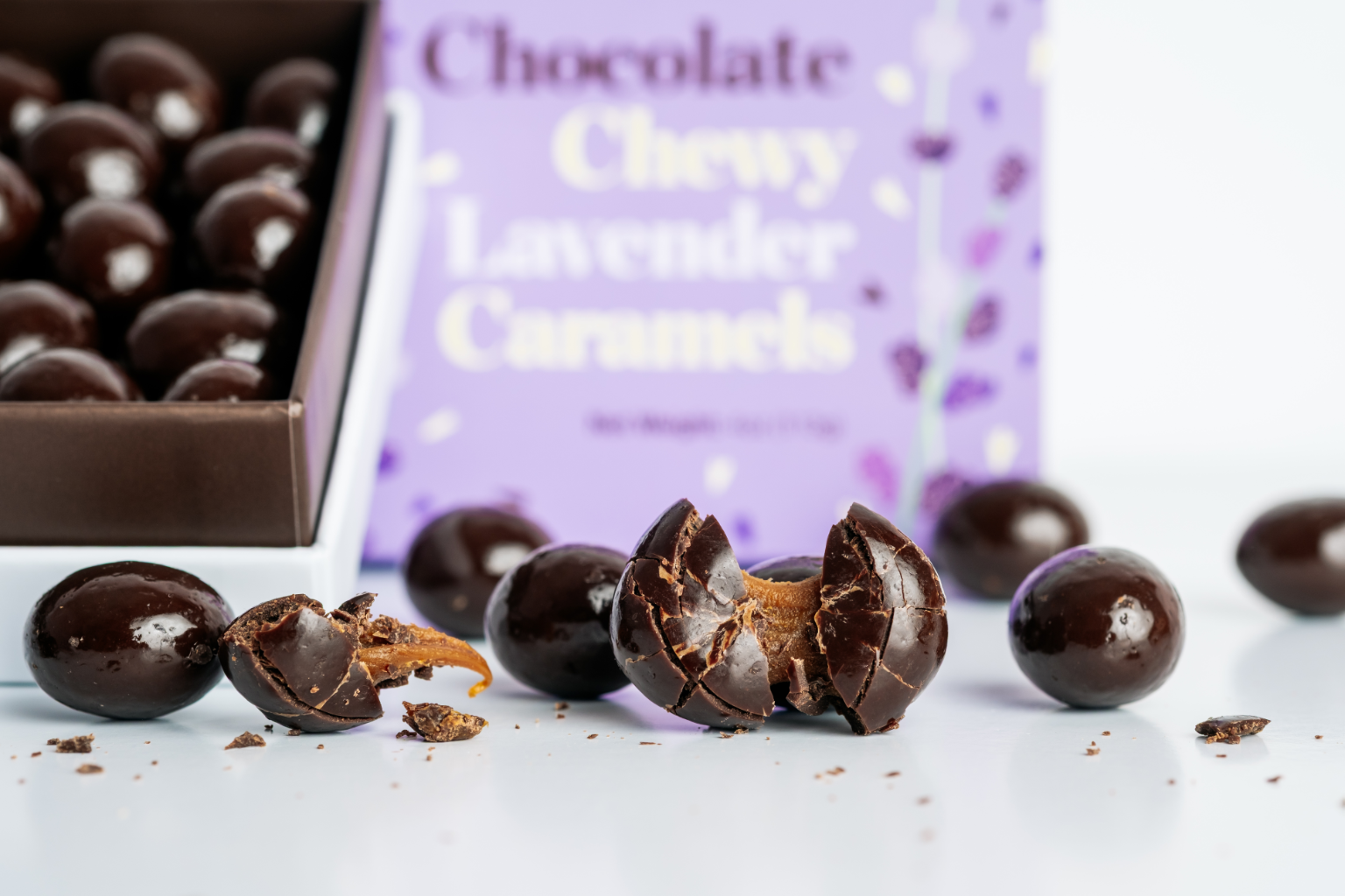 Chocolate Chewy Lavender Caramels