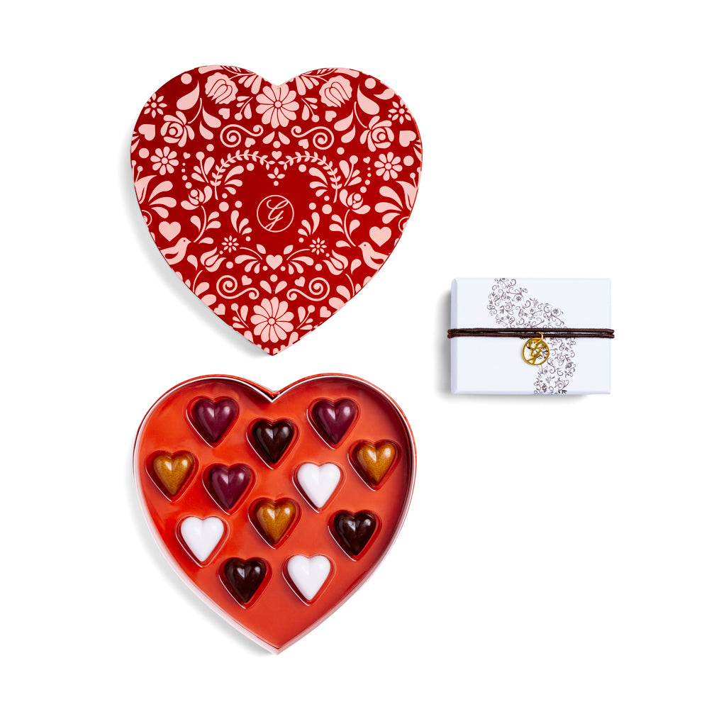 12-Piece Chocolate Heart Collection with Free Gift