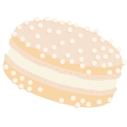 Illustration of a white macaron with sprinkles on a white background